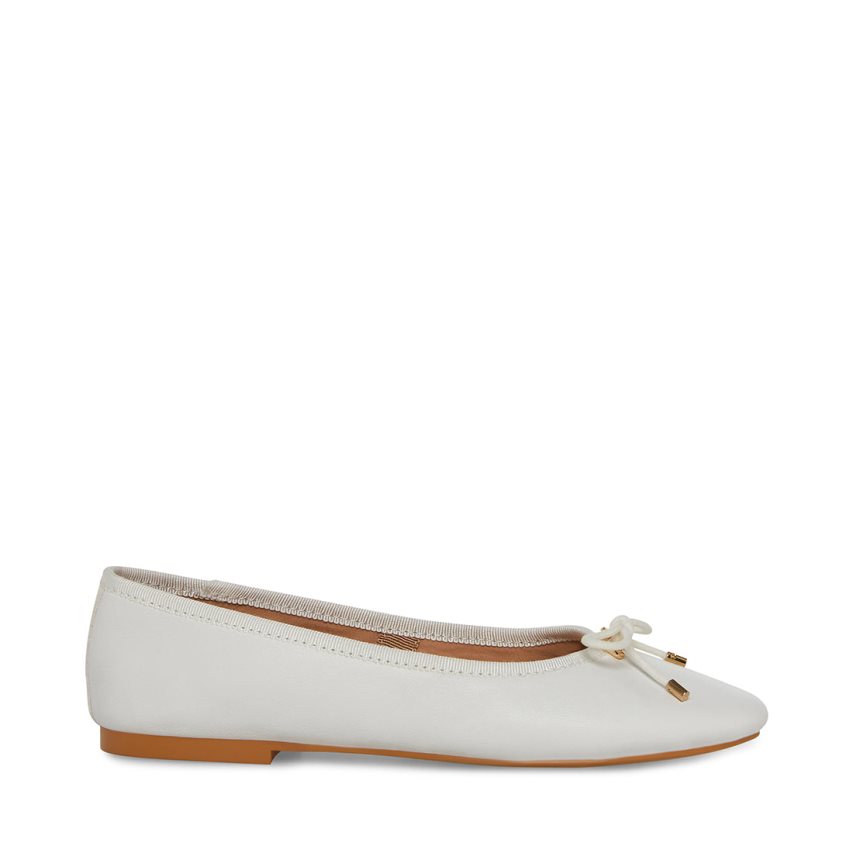 White Steve Madden Blossoms Leather Women\'s Ballet Flats | PH 5189WIY